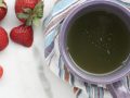 strawberries and filled teacup